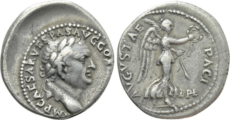 IONIA. Ephesos. Vespasian (69-79). Denarius. 

Obv: IMP CAESAR VESPAS AVG COS ...