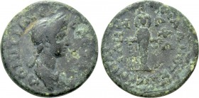 IONIA. Ephesos. Domitia (Augusta, 82-96). Ae. Caesennius Paetus, proconsul. Homonoia issue with Smyrna.