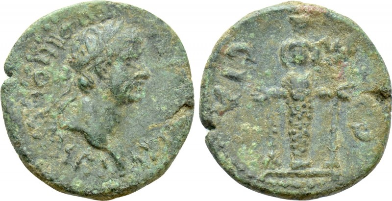 IONIA. Ephesos. Trajan (98-117). Ae. 

Obv: ΑΥΤΟ ΝΕΡΒΑϹ ΤΡΑΙΑΝΟϹ ΚΑΙCAP. 
Lau...