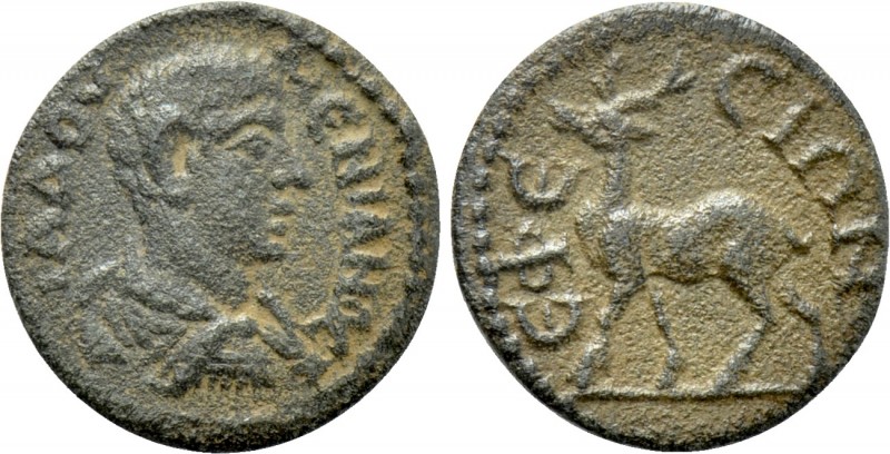IONIA. Ephesos. Diadumenian (217-218). Ae. 

Obv: ΔIAΔOVMENIANOC. 
Bare heade...