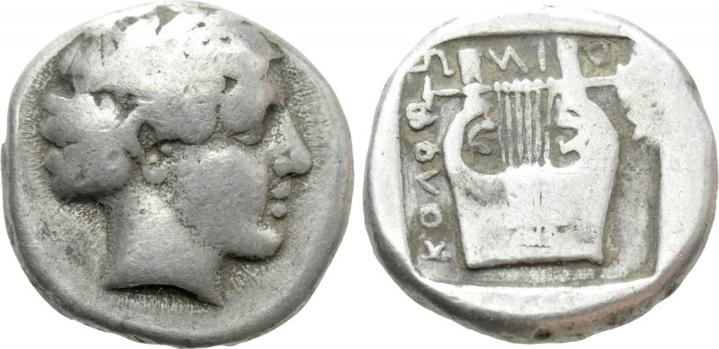 IONIA. Kolophon. Drachm (Circa 450-410 BC). 

Obv: Laureate head of Apollo rig...