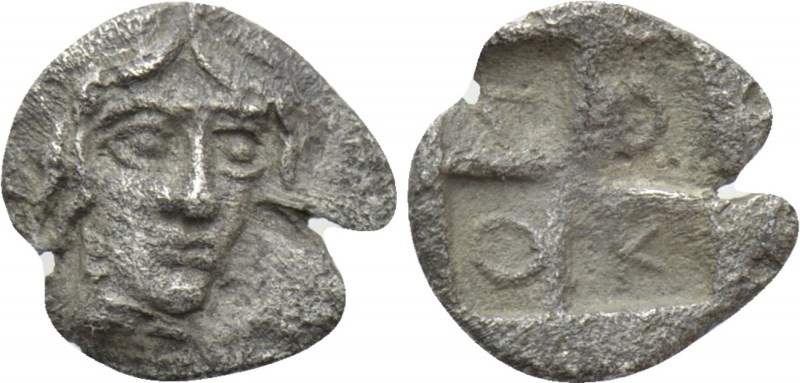 IONIA. Kolophon. Tetartemorion (Circa 450-410 BC). 

Obv: Head of Apollo with ...