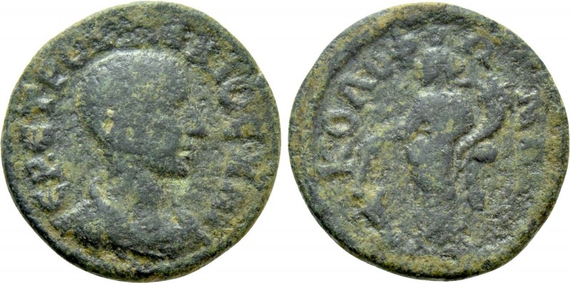 IONIA. Kolophon. Herennius Etruscus (Caesar, 249-251). Ae. 

Obv: EP ETPOV ΔEK...