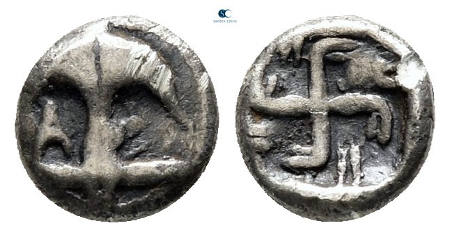 Thrace. Apollonia Pontica circa 540/35-530 BC. 
Hemiobol AR

7 mm., 0,37 g.
...