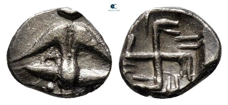 Thrace. Apollonia Pontica circa 540/35-530 BC. 
Hemiobol AR

8 mm., 0,37 g.
...