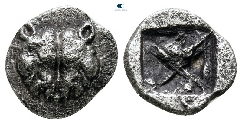 Lesbos. Uncertain mint circa 500-400 BC. 
1/12 Stater AR

10 mm., 1,02 g.

...