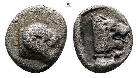 Caria. Uncertain mint in Caria circa 400-300 BC. 
Tetartemorion AR

6 mm., 0,...