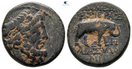 Seleucis and Pieria. Apameia circa 100-0 BC. Dated Year 8 of the Pompeian Era=57/56 BC . Bronze Æ