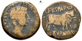 Hispania. Calagurris. Tiberius AD 14-37. L. Fulvius Sparsus and L. Saturninus, duovirs. As Æ