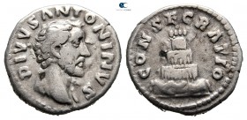 Divus Antoninus Pius AD 161. Rome. Denarius AR