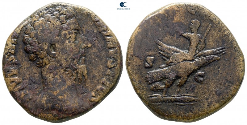 Divus Marcus Aurelius AD 180. Rome
Sestertius Æ

28 mm., 21,95 g.



near...