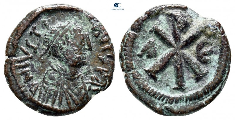 Justin I AD 518-527. Constantinople
Pentanummium Æ

13 mm., 1,76 g.



ve...