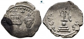 Constans II, with Constantine IV AD 641-668. Constantinople. Hexagram AR