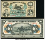 Argentina Provincia de Buenos Ayres 10 Pesos 1.1.1869 Pick S485a Extremely Fine; Mexico Banco del Estado de Chihuahua 10 Pesos 1913 Pick S133a Crisp U...