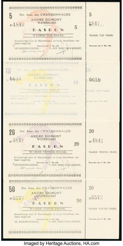 Belgium World War II Emergency Issue Waterschei Group Lot of 7 Examples Extremel...