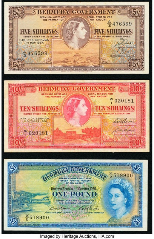 Bermuda Bermuda Government 5; 10 Shillings; 1 Pound 1.5.1957; 1.10.1966; 1.10.19...