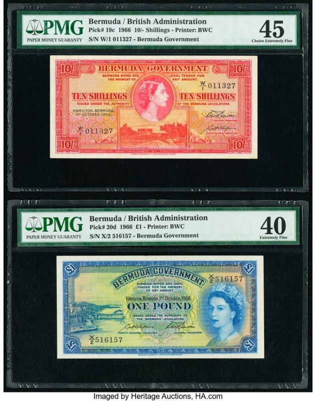 Bermuda Bermuda Government 10 Shillings; 1 Pound 1.10.1966; 1.10.1966 Pick 19c; ...