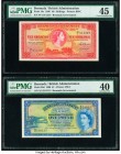 Bermuda Bermuda Government 10 Shillings; 1 Pound 1.10.1966; 1.10.1966 Pick 19c; 20d Two Examples PMG Choice Extremely Fine 45; Extremely Fine 40. 

HI...