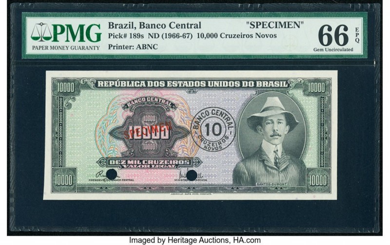 Brazil Banco Central Do Brasil 10,000 Cruzeiros Novos ND (1966-67) Pick 189s Spe...