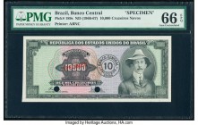 Brazil Banco Central Do Brasil 10,000 Cruzeiros Novos ND (1966-67) Pick 189s Specimen PMG Gem Uncirculated 66 EPQ. Two POCs; red Specimen overprint.

...
