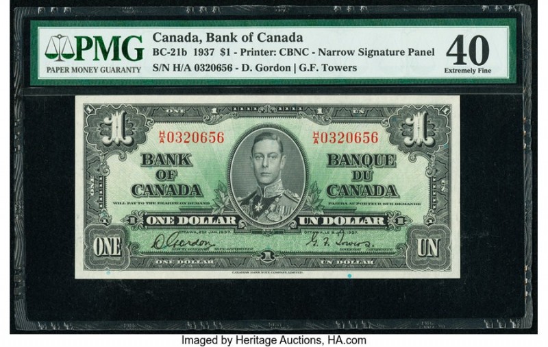 Canada Bank of Canada $1 2.1.1937 Pick 58b BC-21b PMG Extremely Fine 40. 

HID09...