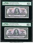 Canada Bank of Canada $10 2.1.1937 Pick 61b BC-24b Two Consecutive Examples PMG Choice Uncirculated 63 EPQ (2). 

HID09801242017

© 2020 Heritage Auct...