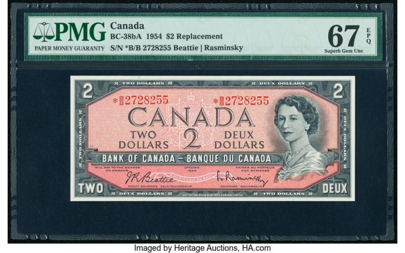 Canada Bank of Canada $2 1954 Pick 76br BC-38bA Replacement PMG Superb Gem Unc 6...