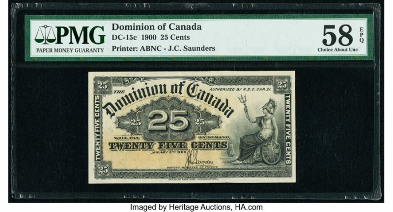 Canada Dominion of Canada 25 Cents 2.1.1900 Pick 9c DC-15c PMG Choice About Unc ...