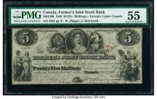 Canada Toronto, UC- Farmer's Joint Stock Banking Co. $5 (25s) 1.2.1849 Pick S1765 Ch.# 280-12-06 PMG About Uncirculated 55. 

HID09801242017

© 2020 H...