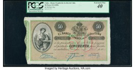 Cuba Banco Espanol De La Isla De Cuba 50 Pesos 15.5.1896 Pick 50a PCGS Extremely Fine 40. Small stains on back.

HID09801242017

© 2020 Heritage Aucti...