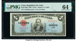 Cuba Republica de Cuba 1 Peso 1938 Pick 69d PMG Choice Uncirculated 64. 

HID09801242017

© 2020 Heritage Auctions | All Rights Reserve
