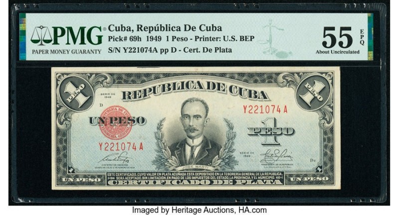 Cuba Republica de Cuba 1 Peso 1949 Pick 69h PMG About Uncirculated 55 EPQ. 

HID...