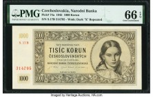 Czechoslovakia Narodni Banka Ceskoslovenska 1000 Korun 1945 Pick 74a PMG Gem Uncirculated 66 EPQ. 

HID09801242017

© 2020 Heritage Auctions | All Rig...