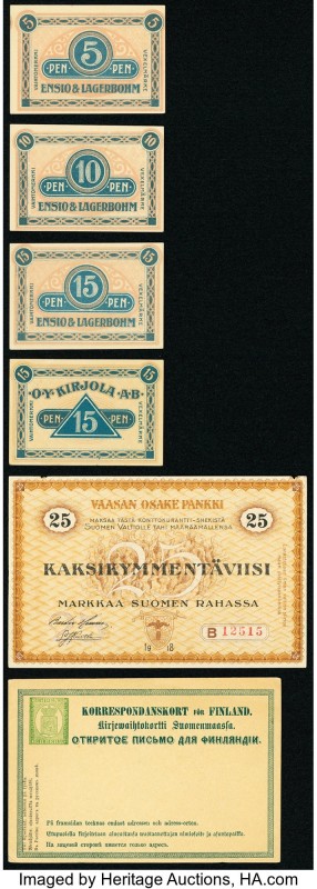Finland Group of 6 Examples Extremely Fine-Choice Uncirculated. Pick S111 has mi...