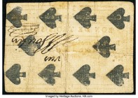 France, Caisse Patriotique de la Ville de St. Maixent, 10 of Spades, 1792 Playing Card Money Very Fine. Foreign substance is noticed in the center. 

...