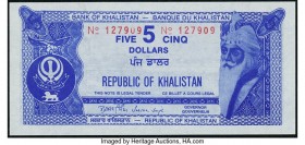 Khalistan Republic of Khalistan 5 Dollars 1980 Pick Unlisted Choice Crisp Uncirculated. 

HID09801242017

© 2020 Heritage Auctions | All Rights Reserv...