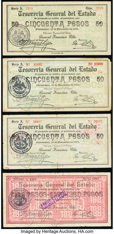 Mexico Tesoreria General del Estado Chihuahua Group Lot of 4 Examples Good-Very ...