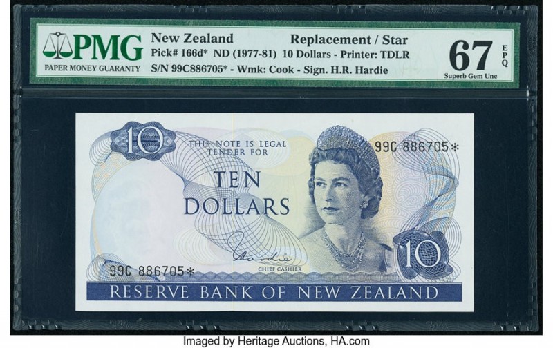 New Zealand Reserve Bank of New Zealand 10 Dollars ND (1977-81) Pick 166d* RD7-8...