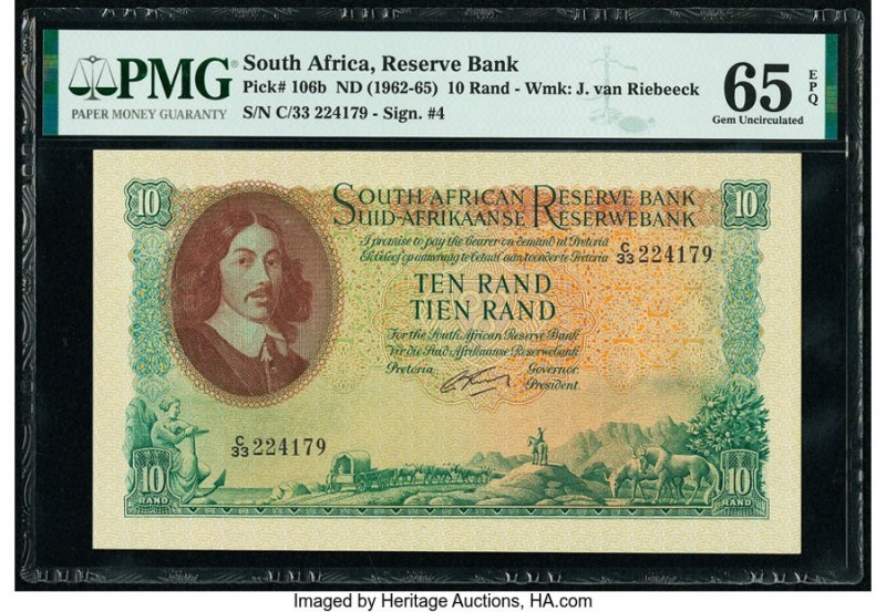 South Africa 10 Rand ND (1962-65) Pick 106b PMG Gem Uncirculated 65 EPQ. 

HID09...