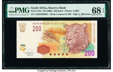 South Africa Republic of South Africa 200 Rand ND (2005) Pick 132a PMG Superb Gem Unc 68 EPQ. This will be the top graded example on the PMG Census. 
...