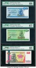 Zimbabwe Reserve Bank of Zimbabwe 2; 5; 500 Dollars 1980 (2); 2001 Pick 1a; 2a; 10 PMG Superb Gem Unc 68 EPQ (2); Superb Gem Unc 67 EPQ. 

HID09801242...