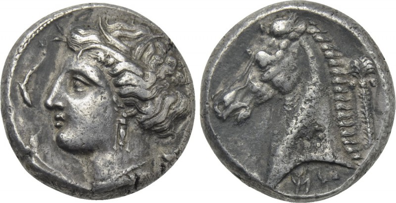 SICILY. Entella. Tetradrachm (Circa 320/15-300 BC). 

Obv: Head of Arethousa l...