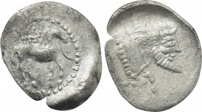 SICILY. Gela. Litra (Circa 465-450 BC). 

Obv: Horse prancing right; wreath ab...