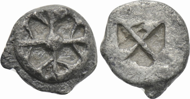 ATTICA. Athens. Obol (Circa 515-510 BC). "Wappenmünzen" type.

Obv: Wheel with...