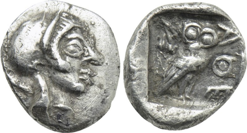 ATTICA. Athens. Obol (Circa 485/80 BC). 

Obv: Helmeted head of Athena right....