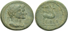IONIA. Ephesus. Augustus with Livia (27 BC-14 AD). Ae Unit. Konon, magistrate.