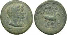 IONIA. Ephesus. Augustus with Livia (27 BC-14 AD). Ae Unit. Artemas, magistrate.