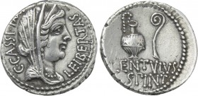 C. CASSIUS LONGINUS (42 BC). Denarius. P. Lentulus Spinther, legate. Military mint, probably Smyrna.