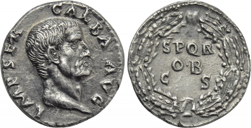 GALBA (68-69). Denarius. Rome.

Obv: IMP SER GALBA AVG.
Bare head right.
Rev...