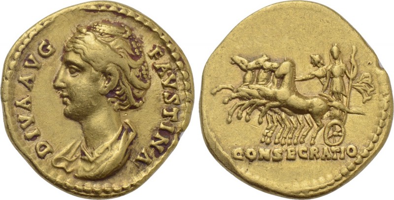 DIVA FAUSTINA I (Died 140/1). GOLD Aureus. Rome. Struck under Antoninus Pius.
...